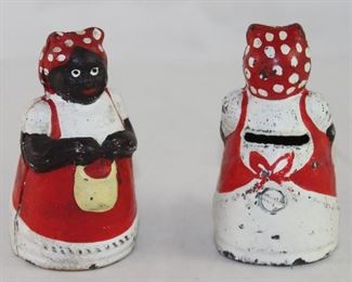 Antique 1930’s Cast Iron Miniature Aunt Jemima Bank (2 ea,)