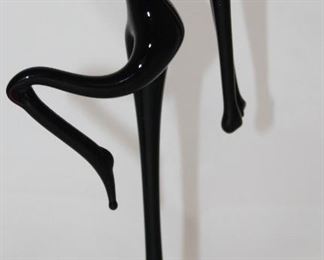 Small Blown Black Art Glass Nude Figurine (4 3/4”H)