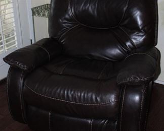 Manwah Dark Brown Saddle Stitched Faux Leather Power Recliner (2 ea.)