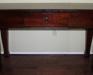 Vintage Mahogany Bureau Platte Desk a Single Center Drawer (55”W x 21.D “ x 32”H)