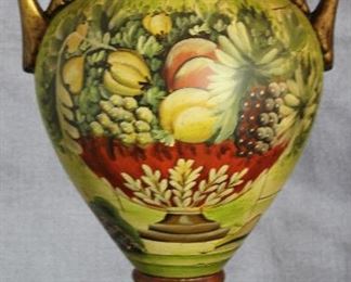 Raymond Waiters Fruit Motif Large Urn Vase (16”H)