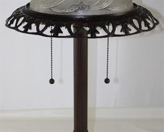 Satin Glass Shade Bronze Finish Table Lamp