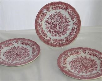 Royal Staffordshire “Avondale Pink” Ironstone Transfer Ware Dessert/Pie Plates by J & G Meakin England (3 ea.)