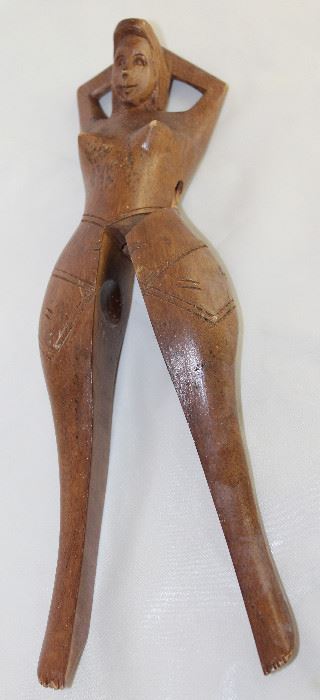 Wooden Hand Carved Nude Women Nut Cracker (14”L)