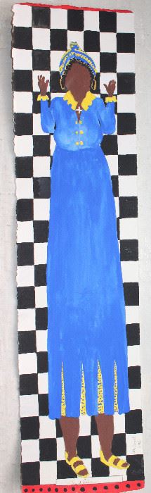 Betty Bennett Zapotec Art Original “Praise ” 2003 Acrylic on Paper (5 3/4”W x 22 1/2”L)