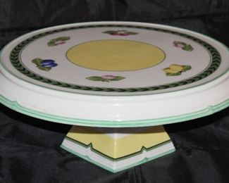 Villeroy & Boch “French Garden Fleurence” Large Round Pedestal Cake Stand (15”D x 6”H)