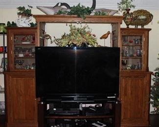 Sony Bravia 60” Flat Screen TV # KDL-60EX701 complete withTrue Innovations Dalton 3-in-1 Media Center. Shown with Modified Oak Entertainment Center