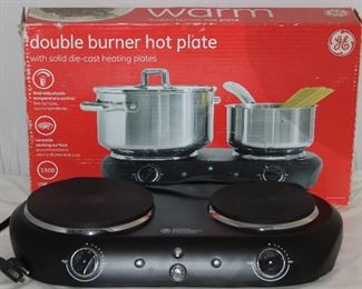 GE Double Burner Hot Plate Electric Portable Stove Adjustable Temp - NEW In Box