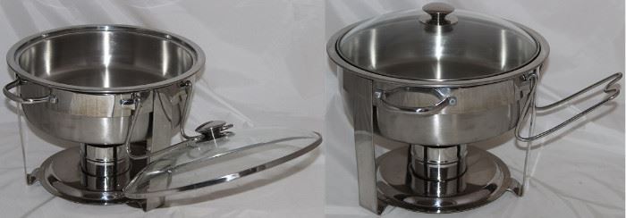 Large Stainless Chaffing and Glass Lid with Burner and Lid Caddy