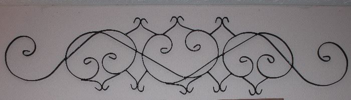Vintage Architectural Black Wrought Metal Scroll Work (68” x 15”)