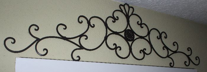 Black Metal Scroll Work Daisy Wall Decor (52”W x 13.5”H)