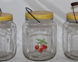 Owens-Illinois Glass Co. Gallon Bail Handle Jars with Yellow Lids