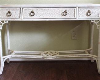 Hekman Furniture Co. Lexington NC : White Wicker Console Table (46”W x 15”D x 32”H)
