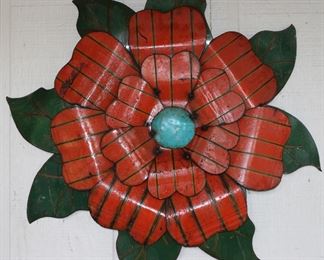 Vintage Talavera Metal Wall Art Flower (35” x 35”)