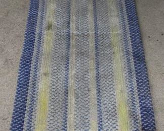 Blue and Yellow Rag Rug Runner (26.5” x 108”)