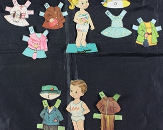 Vintage Paper Dolls Made in USA with Clothes: "Debbie" and "Larry"