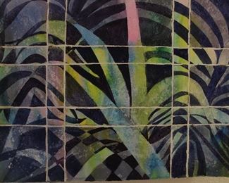 Original Art Work by Betty Bennett “Tropical Blue and Green Abstract” Still Life (30” x 20”)