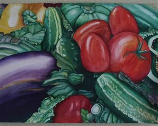 Original Art Work by Betty Bennett “Garden Vegetables” Still Life (30” x 20”)
