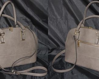 Miztique Taupe Leather Purse. Photo showing front and back