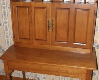I love this piece! Maple kitchen cabinet with lots of storage. It is 64 inches tall and  36 inches wide. This piece shows only minor wear from use and age. $145.00