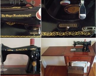 Antique Singer Sewing Machine will all additional parts not shown in picture. Beautiful machine and cabinet. $85.00