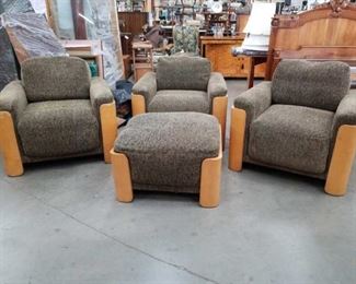 Vintage Club chairs and ottoman