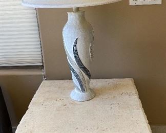 Stone End Tables $59/pair                                                         
Table Lamp $36