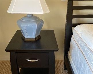 Black Nightstand $45                                                                     Blue Table Lamps $48/pr