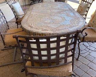 Tile Patio Table w 6 Arm Chairs  $895