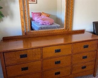 Mission Style Dresser w Mirror and Nightstand $225