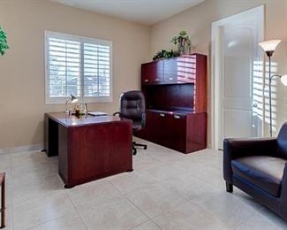 Office Suite: Hutch and Desk  $295                         
Bookcases                                                                                            Desk Chair                                                                                                      Black Chair                                                                                         Tile Table                                                                                          Floor Lamp w 2 Lights 