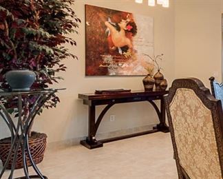 Metal Table w Glass Top 