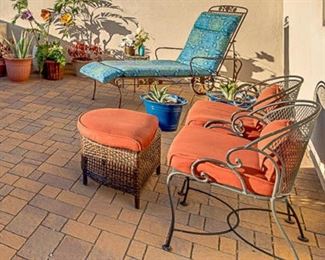 Front Patio:                                                                                     
Chaise                                                                                                   Set/2 Metal Chairs                                                            
Ottoman                                                                                             
Asst Plants 