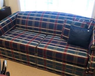 Office Lot #11 Plaid sleeper sofa bed no name brand excellent condition $200.00