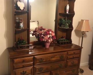 Bedroom Lot#1- American Drew Dresser with mirror with décor items - $175.00