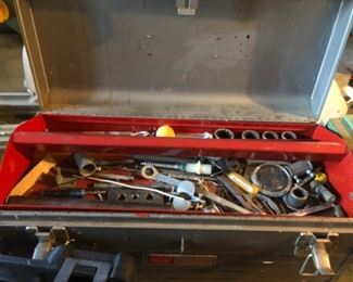 Garage Lot #10 Tool box with misc. tools $15.00