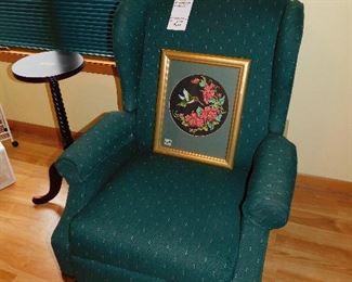 Wing Chair Recliner $68.                                              Hummingbird cross stitch $18