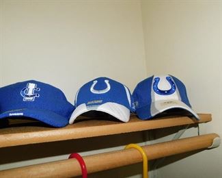 Indianapolis Colts caps-adjustable size $10 each.     There is also a Colts throw $4 and a a pair of Colts mittens $5