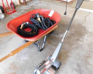 Craftsman electric edger with new 3 pack of replacement blades $45.  Wheelbarrow $10 SOLD.  