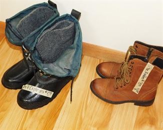 Mens Explorer winter boots size 9 $8.                                     Ladies Steve Madden leather boots size 8 $8.