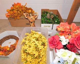 Box of Fall swags $3.                Harvest Angel $4                  Box of greenery $4           Fall wreath $3                                      Tub of yellow swags $4            Tub of flowers $6