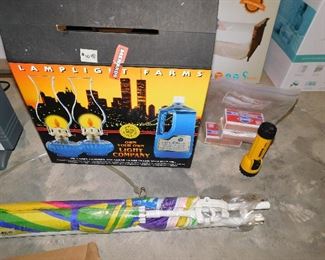    Lamps and oil $10.   Flashlight $3.    Matches $2.  Clamp-on umbrella $6