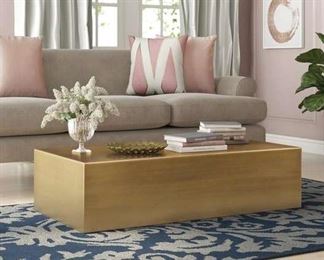 Willa Arlo Interiors Spencer Brass Block Coffee Table