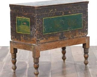 Rustic Gothic Revival Storage Trunk W Stand 
