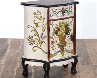 Hand Painted Tuscan Motif End Table Cabinet 