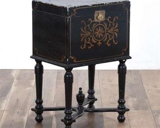 Black Gothic Revival Stretcher Base Storage Chest 