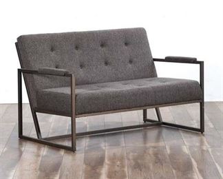Contemporary Open Frame Tufted Back Gray Loveseat