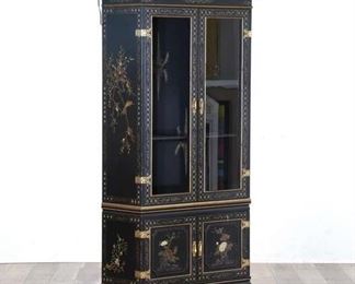 Chinoiserie Black & Gold China Cabinet Hutch