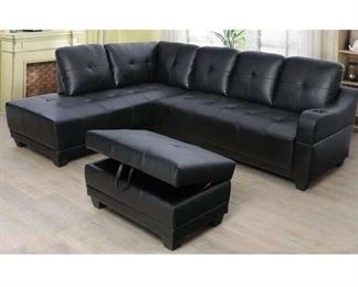 Latitude Run Black Left Hand Sectional W Ottoman