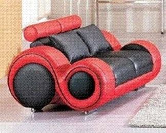 Orren Ellis Black/Red Behr Leather Loveseat